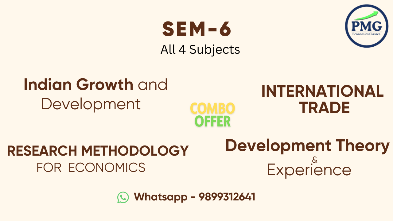 Semester-VI (Combo of 4) Indian Growth, International Trade, Research Methodology & Development Theory