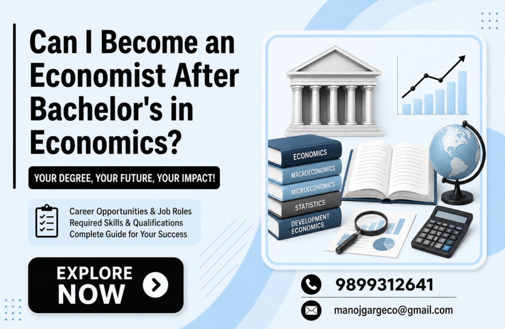 Economist Career guide showing how to become an economist after a bachelor's in economics with career opportunities, skills and higher studies.
