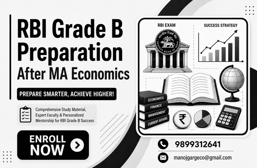 RBI Grade B Preparation After MA Economics with study plan, eligibility, syllabus, exam strategy and preparation tips for economics students.